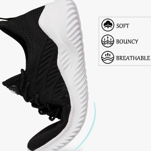 Womens BlackTennis Sneakers- Slip On Memory Foam‎ Lightweight - Picture 7 of 11